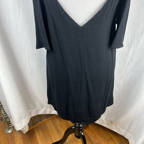 NEW Lulus Afterglow Strappy Cold Shoulder Shift Dress Women‎ Large Black Mini - Picture 13 of 15
